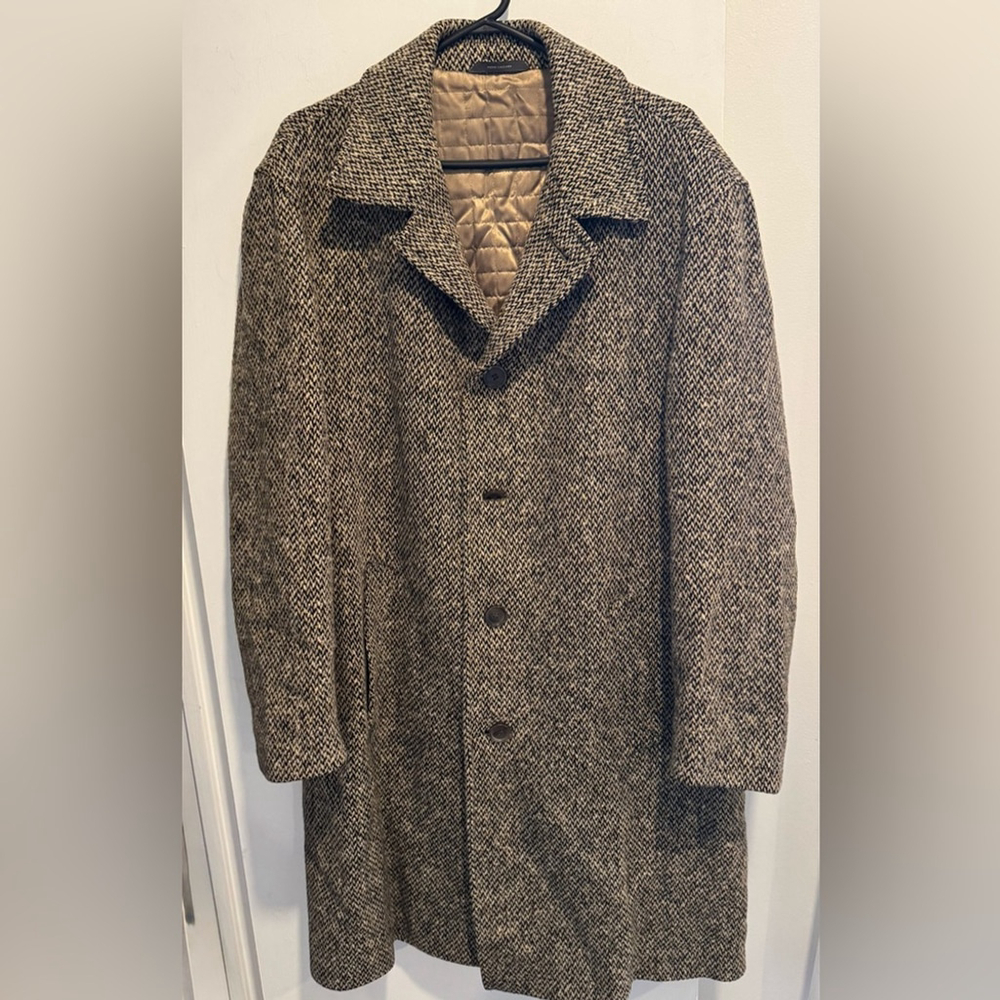 Vintage Rene Lezard 100% Houndstooth Herringbone Balmacaan Over Coat germany USM